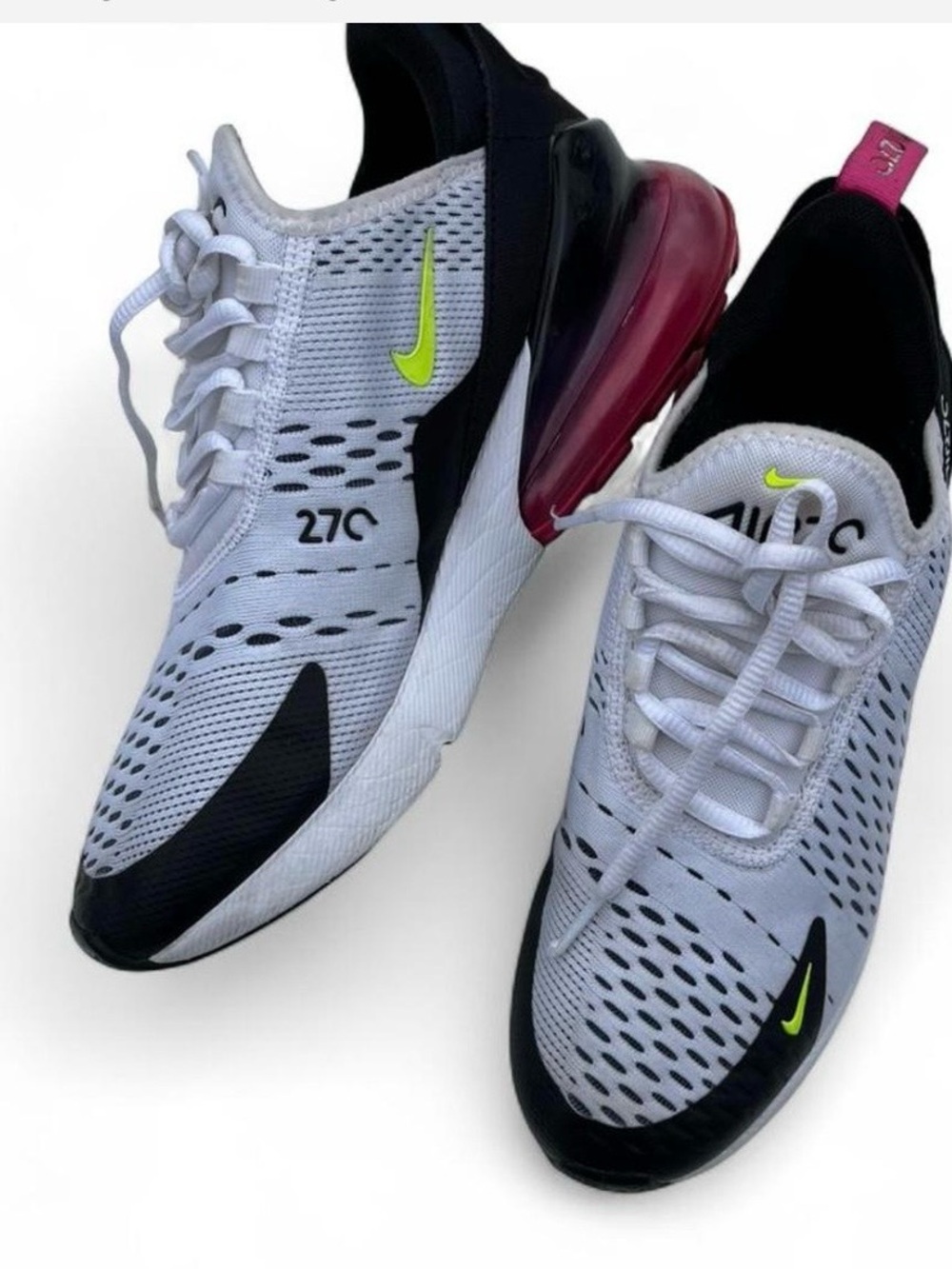 Nike  Unisex  White Black Pink Air Max 270 React Sneakers